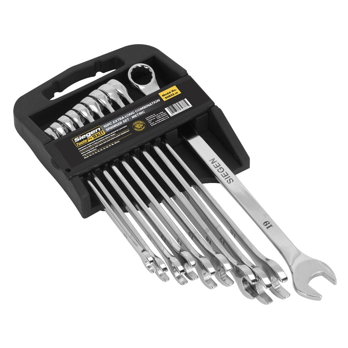 Sealey Siegen Extra-Long Combination Spanner Set 10pc - Image 1