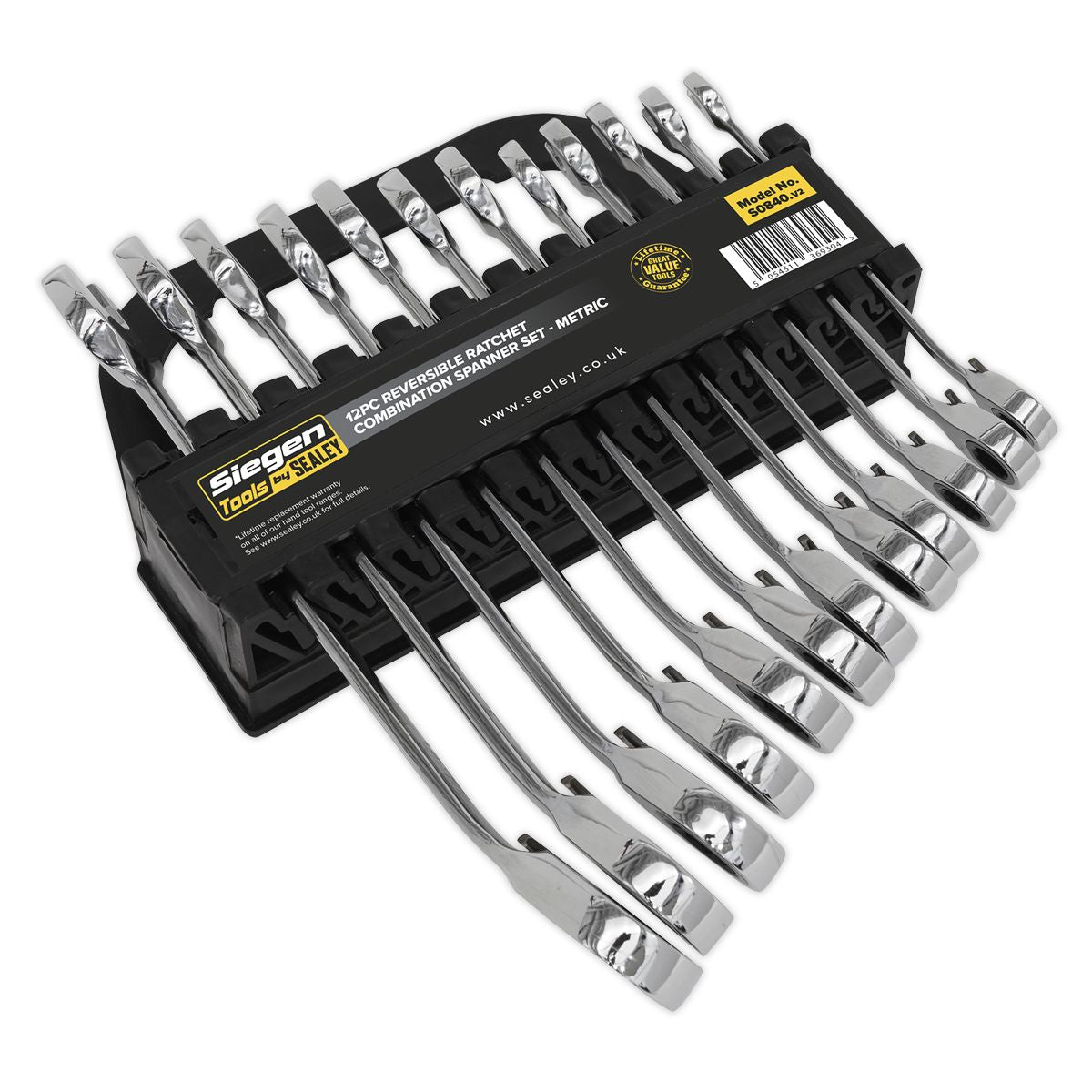 Sealey Siegen Reversible Ratchet Combination Spanner Set 12pc - Image 2