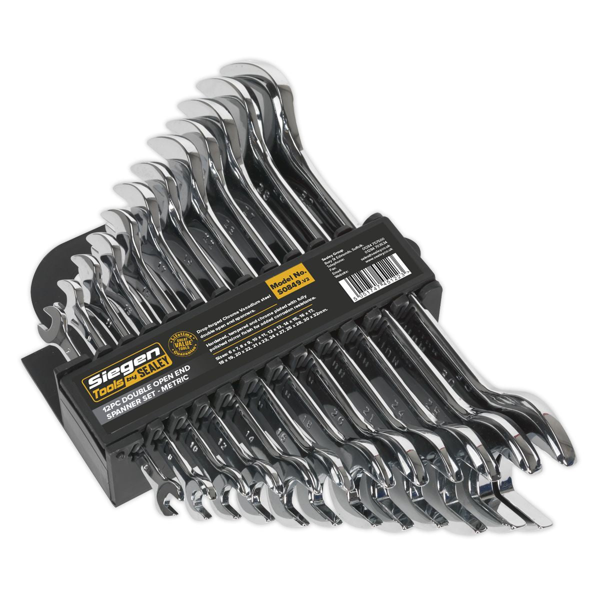 Sealey Siegen Double Open-End Spanner Set 12pc - Image 2