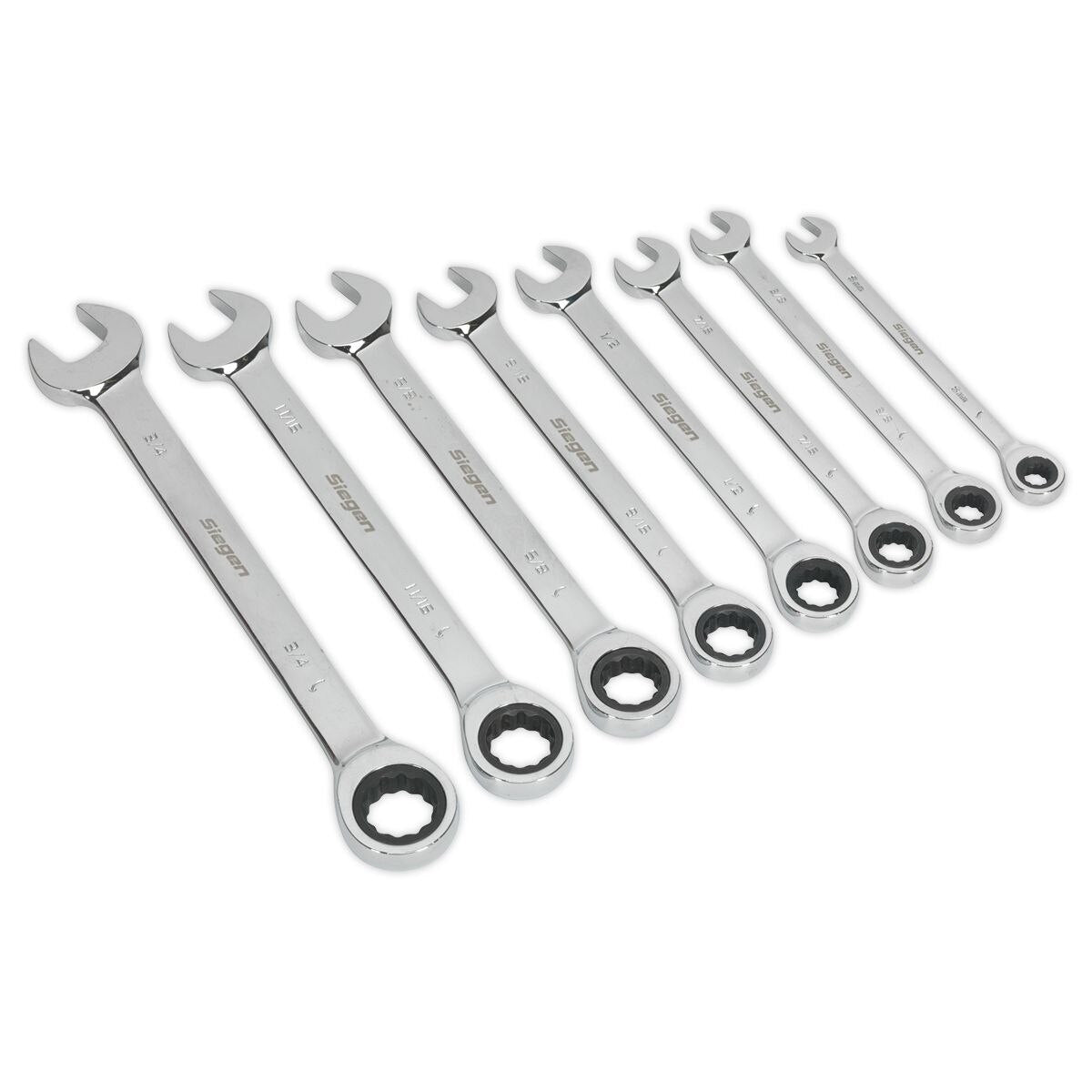 Sealey Siegen Imperial Combination Ratchet Spanner Set 8pc - Image 1