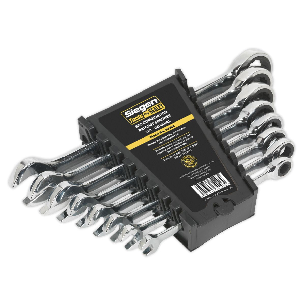 Sealey Siegen Imperial Combination Ratchet Spanner Set 8pc - Image 3