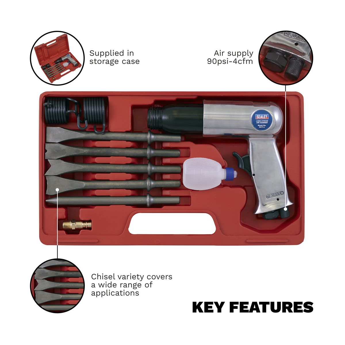 Sealey Long Stroke Air Hammer Kit - Image 7