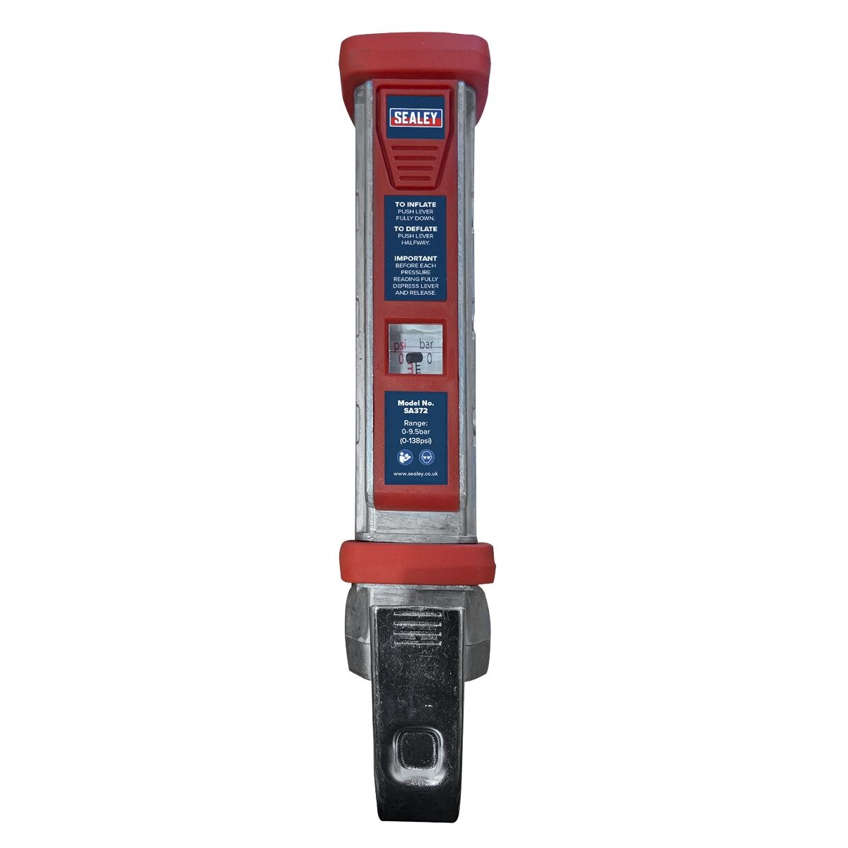 Sealey Tyre Inflator with 2.7m Hose & Clip-On Connector - Image 2
