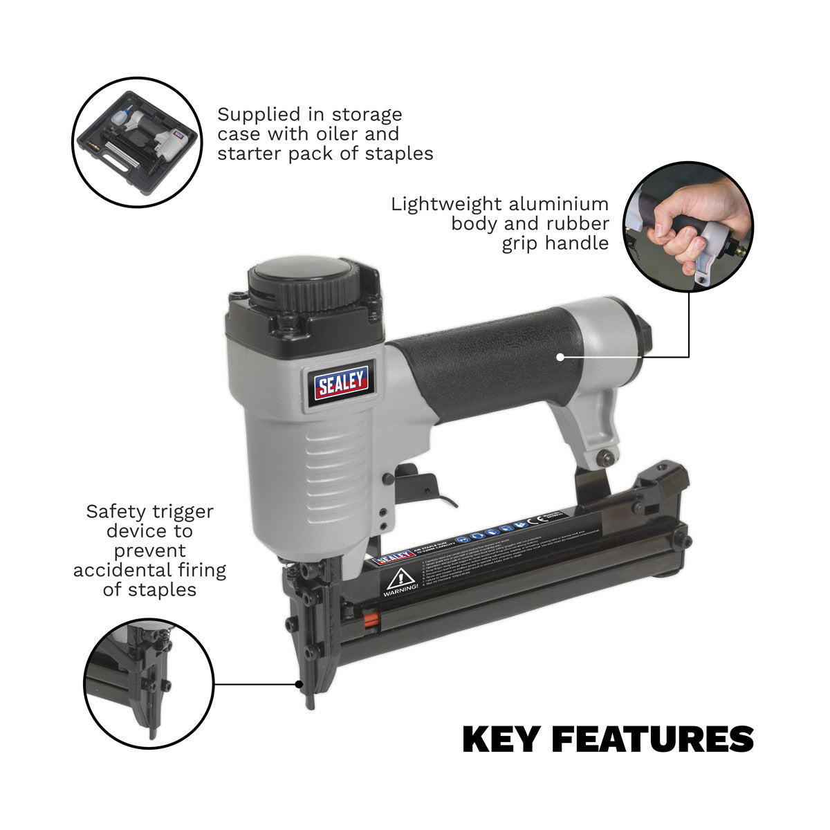 Sealey Air Staple Gun 13-32mm Capacity SA789