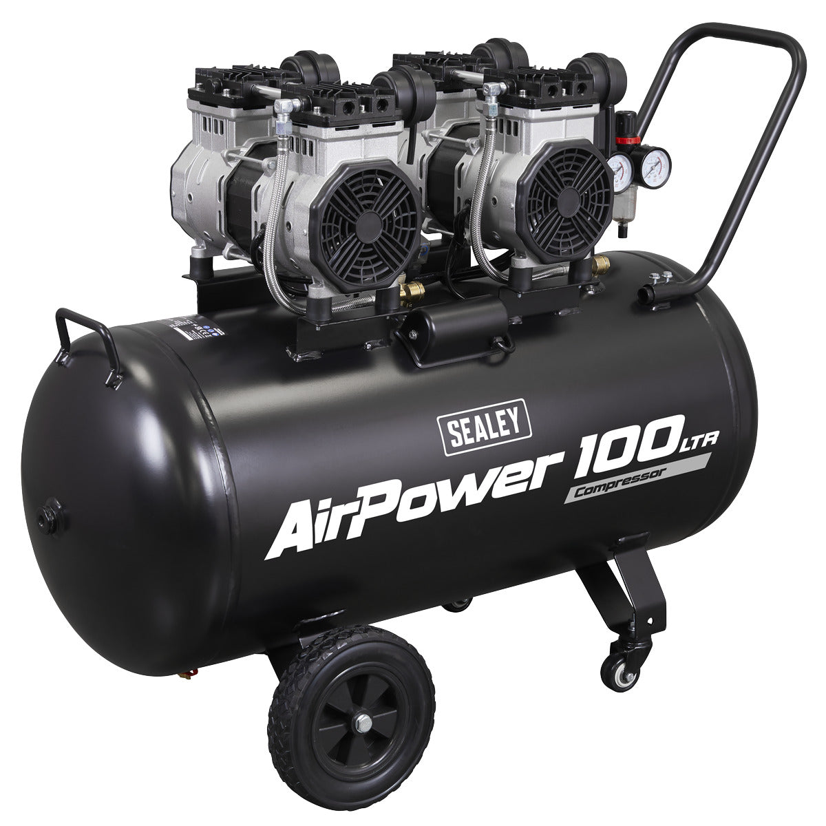 Sealey 100L Oil Free Low Noise Direct Drive Air Compressor 2 x 2hp SAC10001S