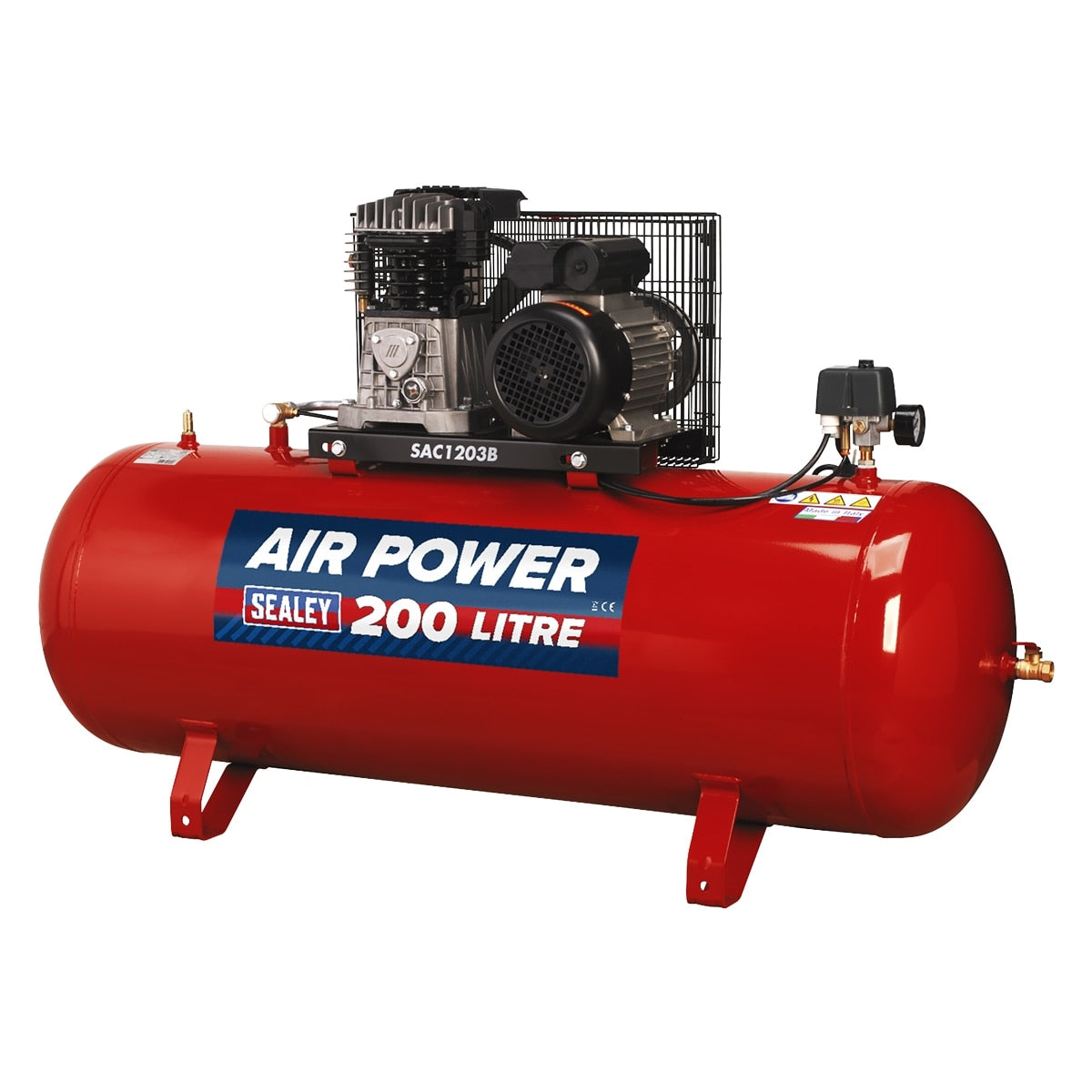 Sealey 200L Belt Drive Air Compressor with Cast Cylinders 3hp - Image 1