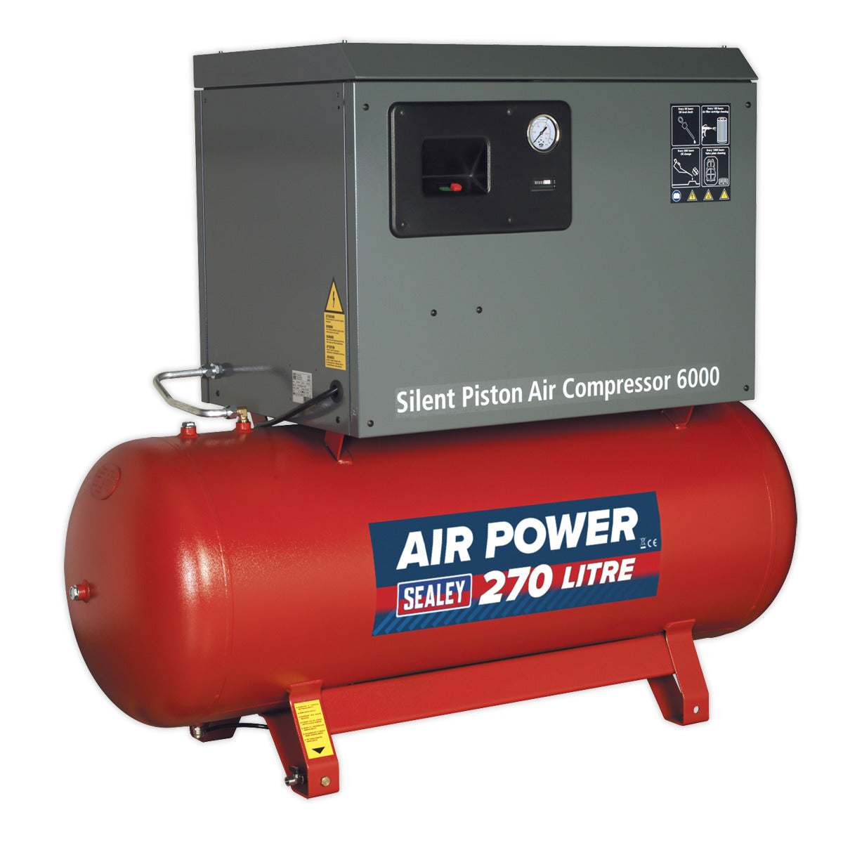 Sealey 270L Low Noise Belt Drive Air Compressor with Cast Cylinders 5.5hp 2-Stage SAC42755BLN