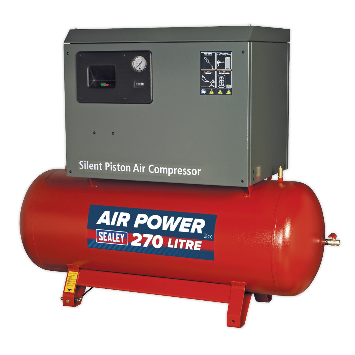 Sealey 270L Low Noise Belt Drive Air Compressor with Cast Cylinders 7.5hp 2-Stage SAC72775BLN