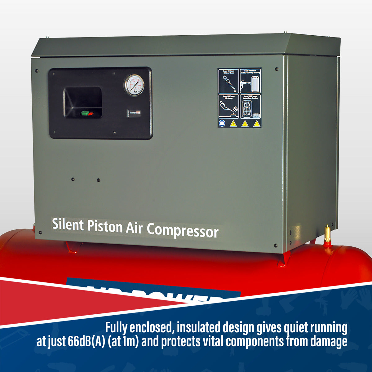 Sealey 270L Low Noise Belt Drive Air Compressor with Cast Cylinders 7.5hp 2-Stage SAC72775BLN