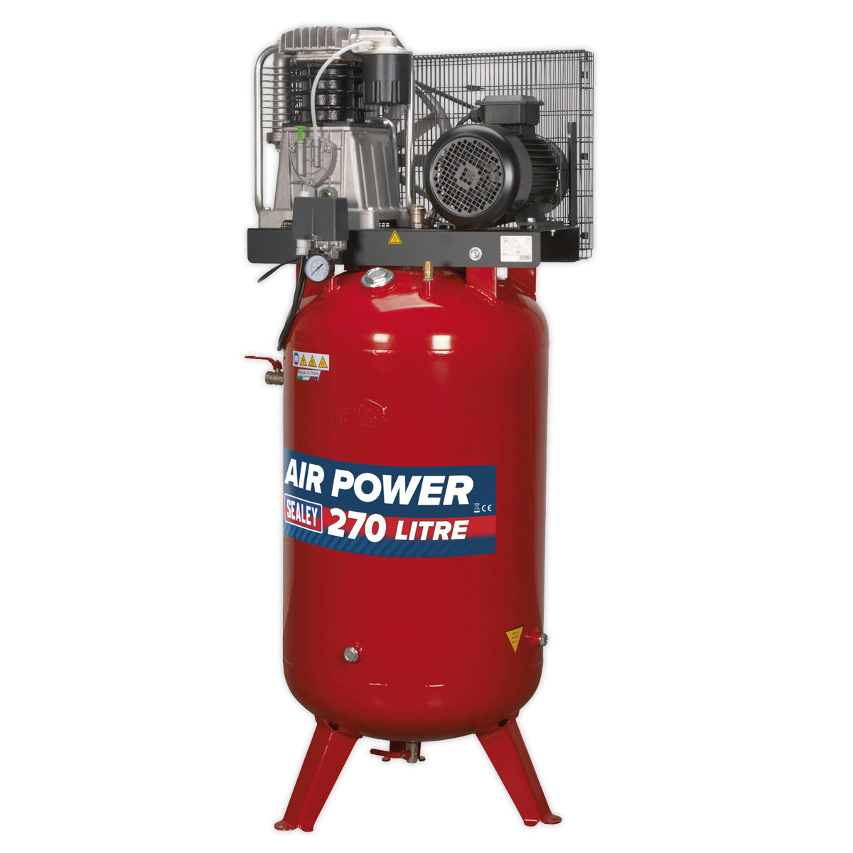 Sealey 270L Vertical Belt Drive Air Compressor with Cast Cylinders 7.5hp 2-Stage SACV52775B