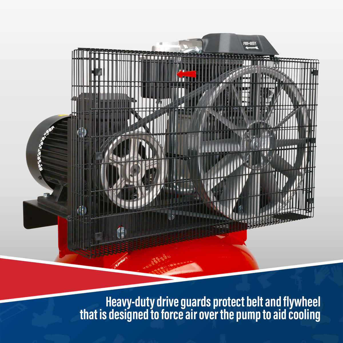 Sealey 270L Vertical Belt Drive Air Compressor with Cast Cylinders 7.5hp 2-Stage SACV52775B
