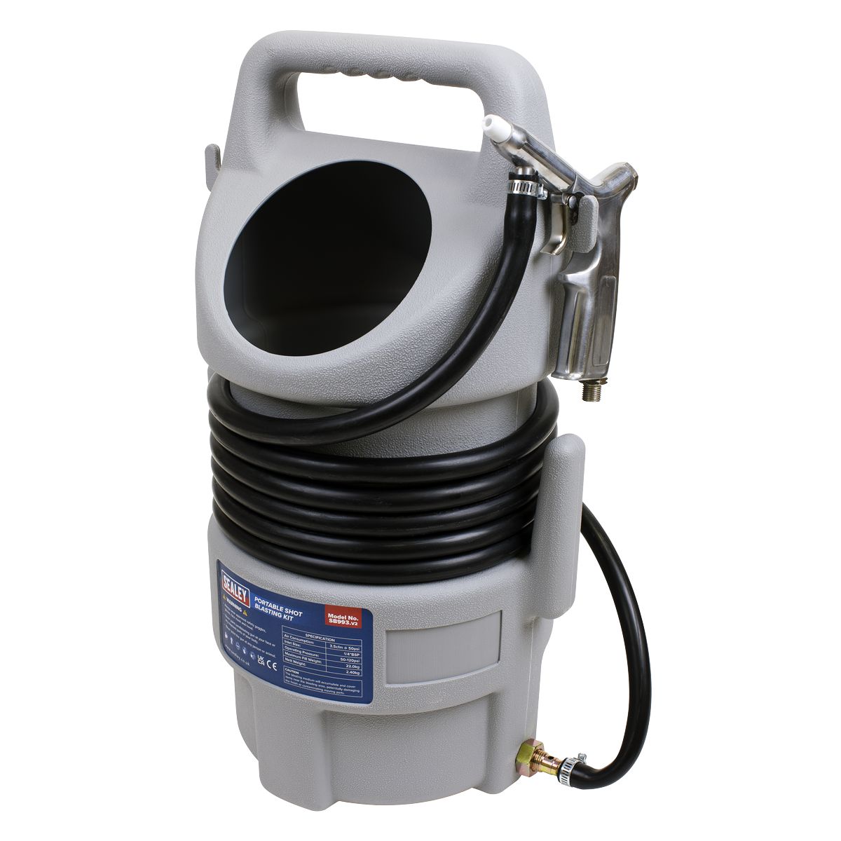 Sealey Portable Shot Blasting Kit 22kg Capacity - Image 2