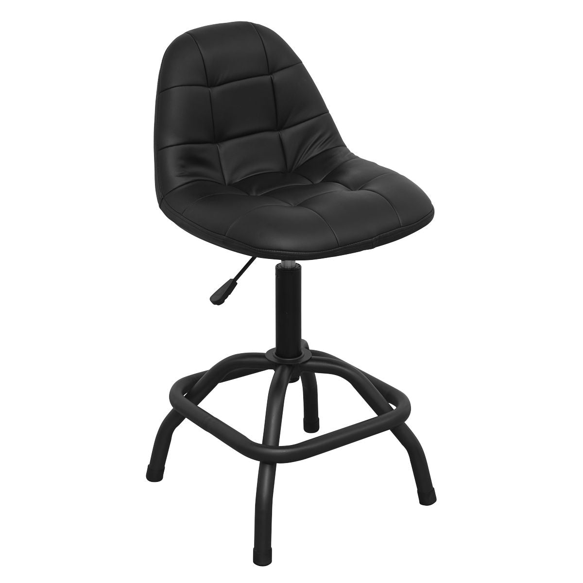 Sealey Premier Industrial Pneumatic Workshop Stool with Adjustable Height Swivel Seat & Back Rest - Image 1