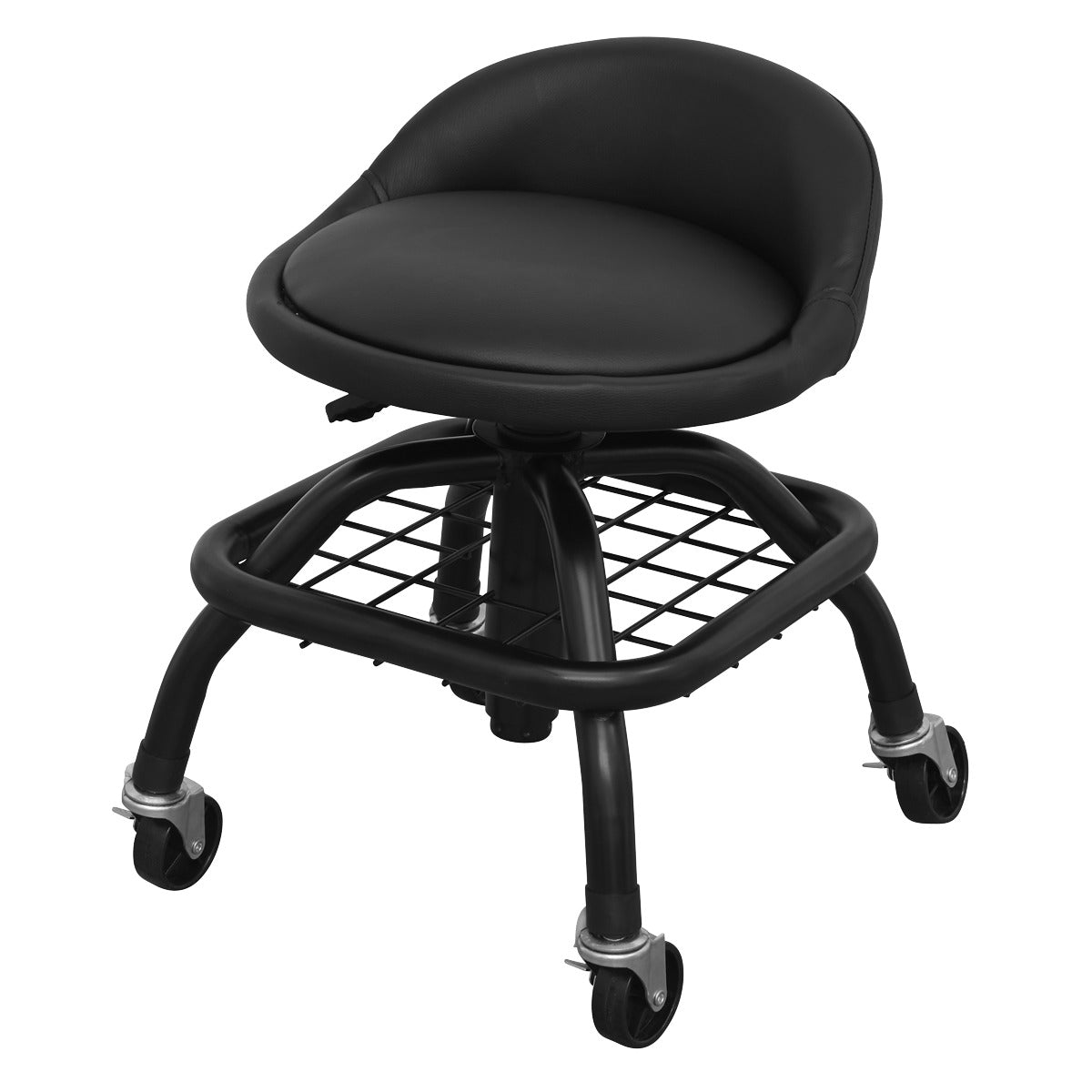 Premier Industrial Pneumatic Creeper Stool with Adjustable Height Swivel Seat & Back Rest SCR02B
