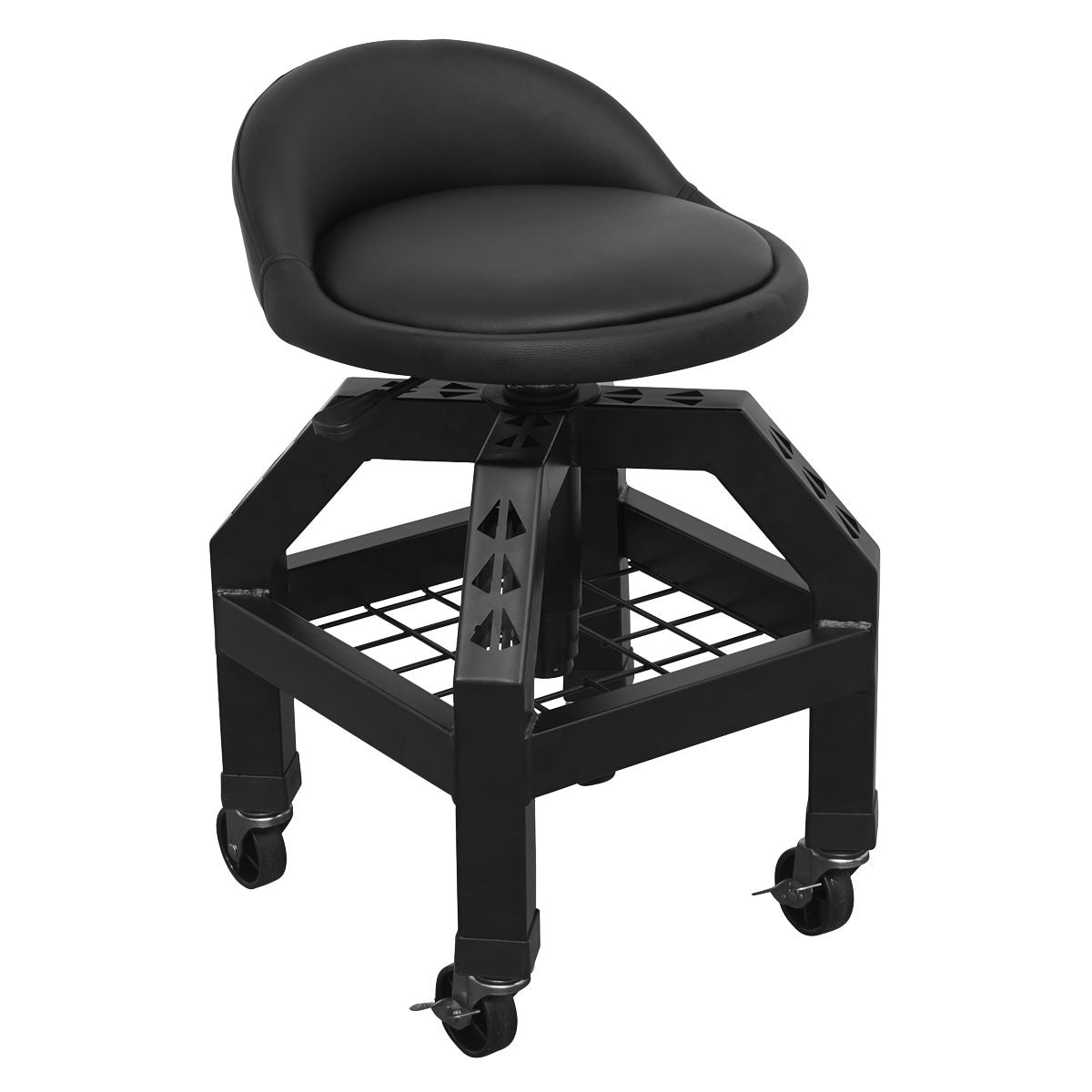 Sealey Premier Industrial Pneumatic Creeper Stool with Adjustable Height Swivel Seat & Back Rest - Image 1