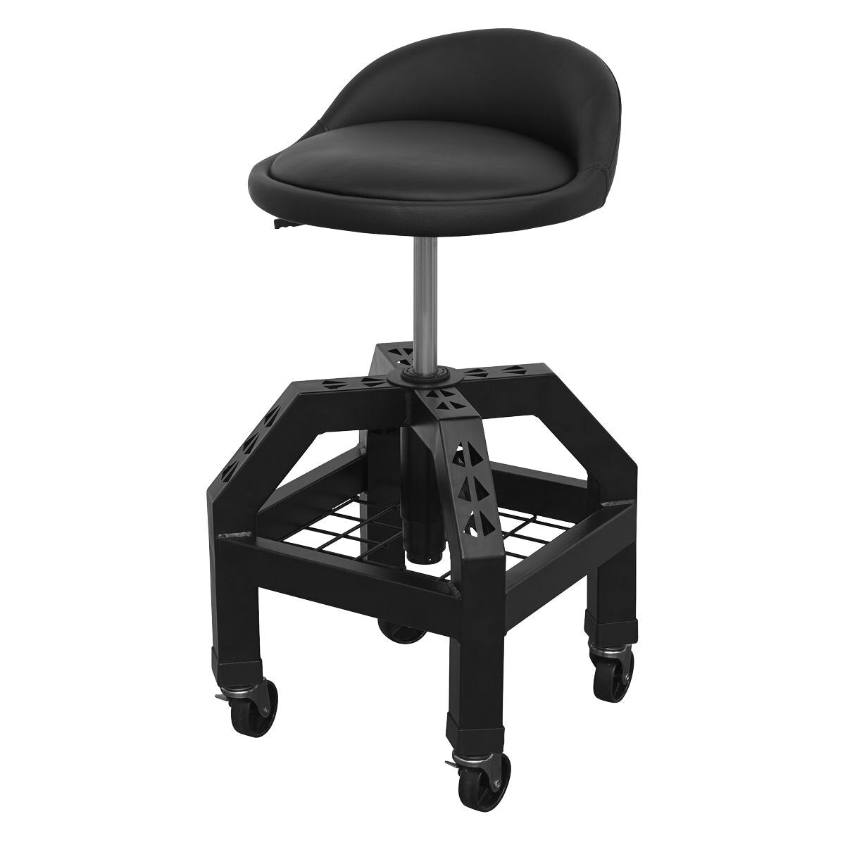 Sealey Premier Industrial Pneumatic Creeper Stool with Adjustable Height Swivel Seat & Back Rest - Image 5
