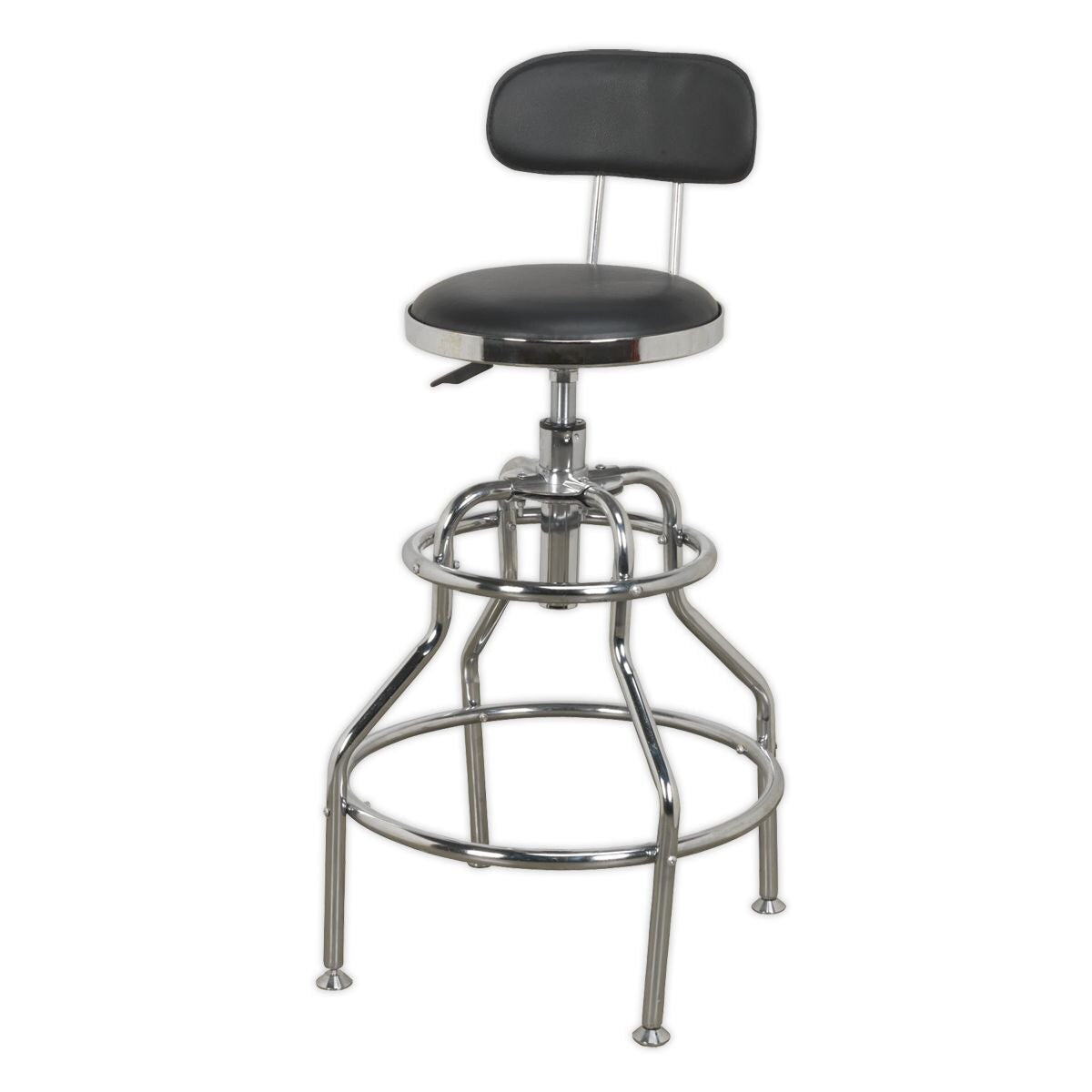 Sealey Pneumatic Workshop Stool with Adjustable Height Swivel Seat & Back Rest - Image 2