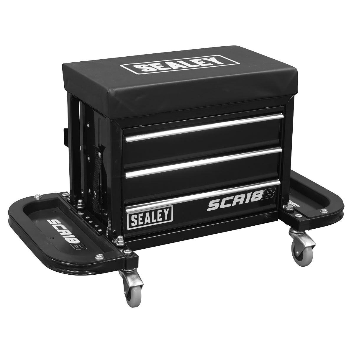 Sealey Mechanic's Utility Seat & Toolbox - Black - Image 1
