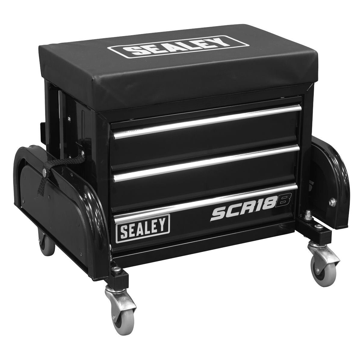 Sealey Mechanic's Utility Seat & Toolbox - Black - Image 4