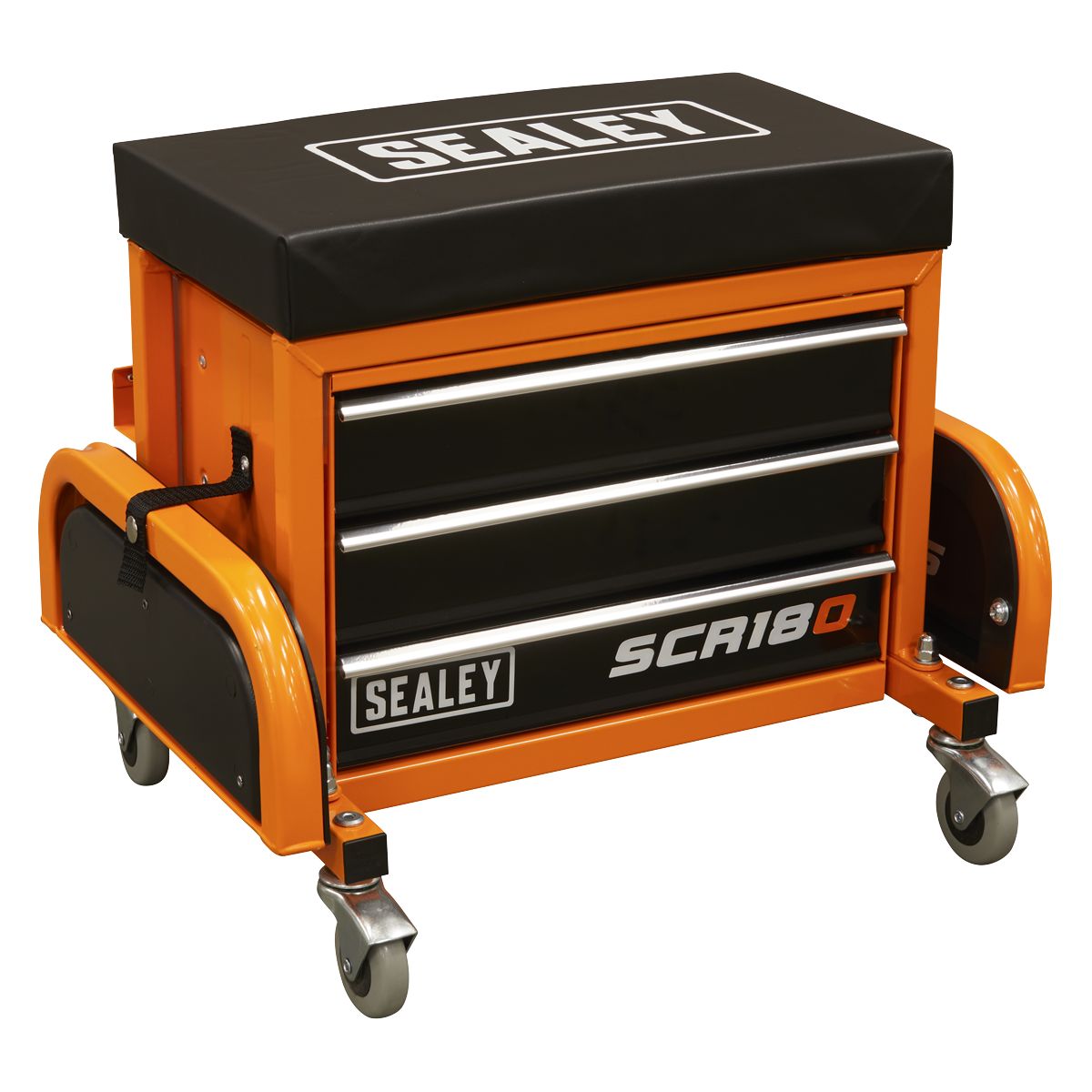 Sealey Mechanic's Utility Seat & Toolbox - Orange - Image 3