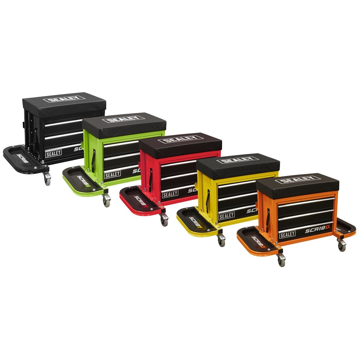 Sealey Mechanic's Utility Seat & Toolbox - Orange - Image 5