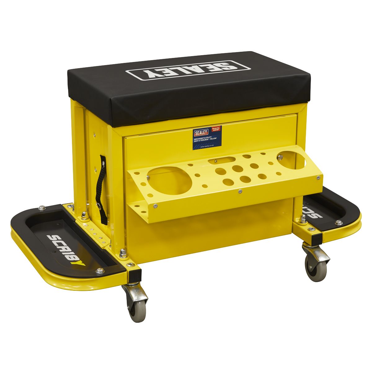 Sealey Mechanic's Utility Seat & Toolbox - Yellow - Image 2