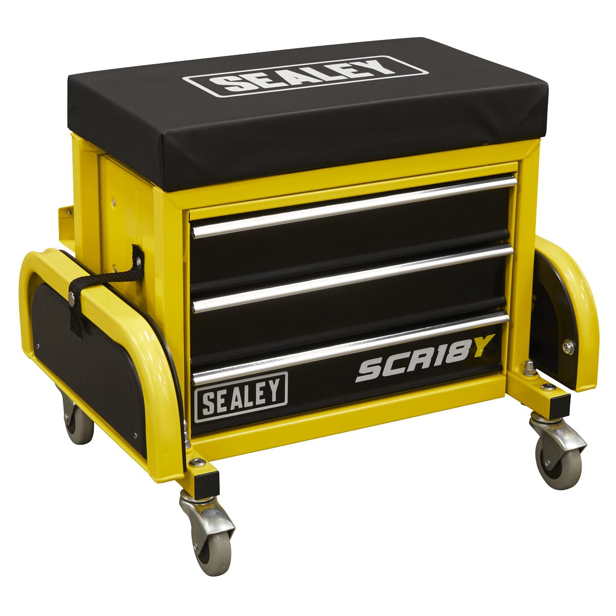 Sealey Mechanic's Utility Seat & Toolbox - Yellow - Image 4