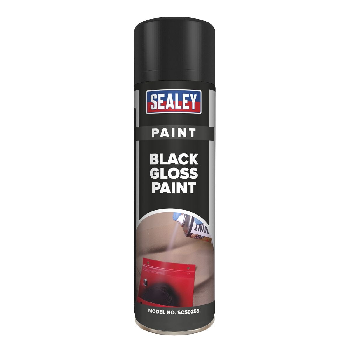 Sealey Gloss Paint 500ml, Black - Pack of 6 - Image 1
