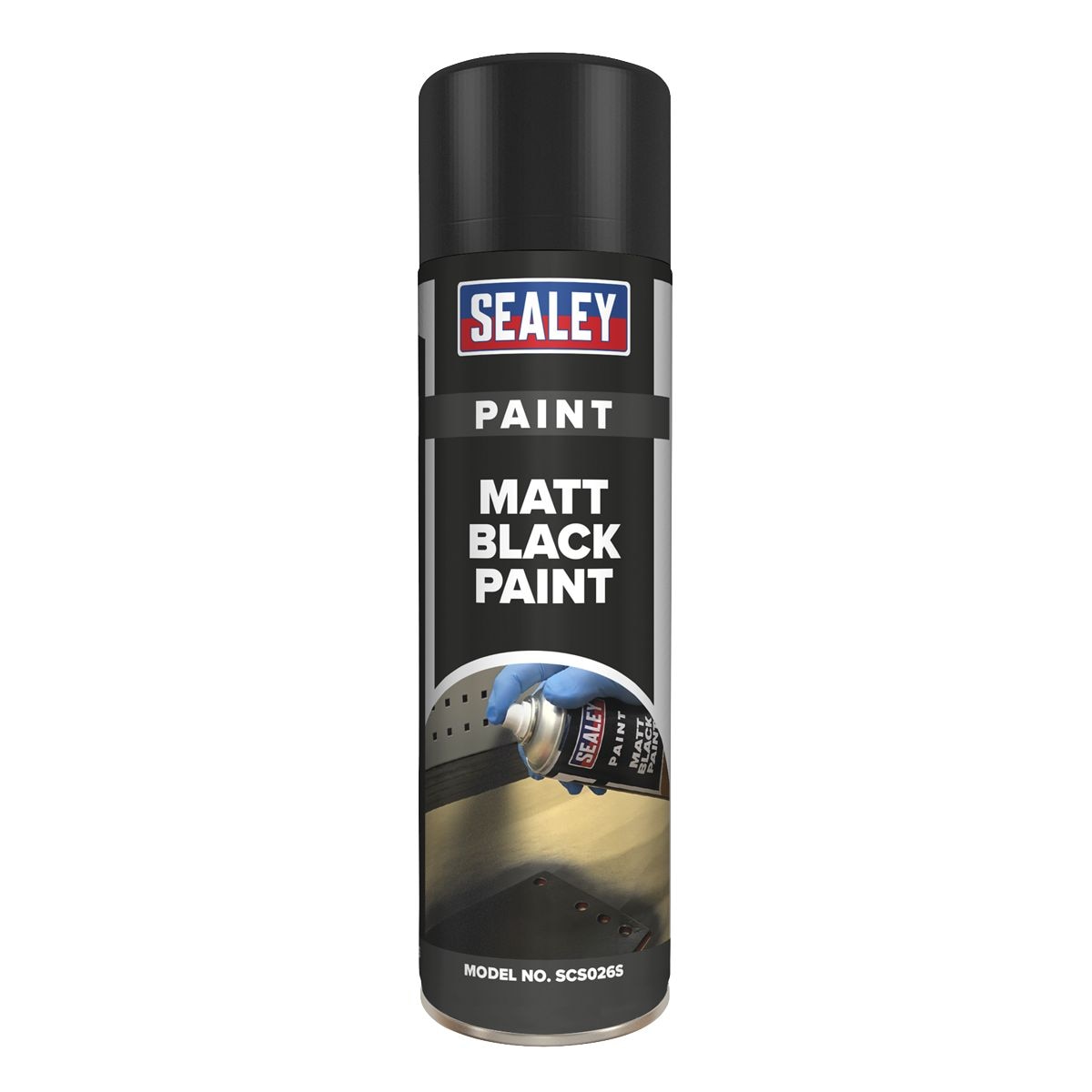 Sealey Matt Paint 500ml, Black - Pack of 6 - Image 1