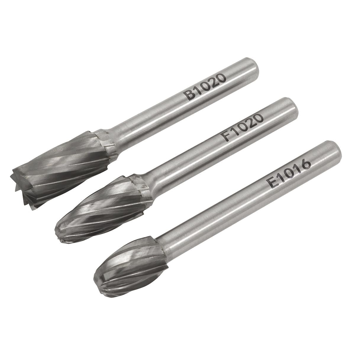 Sealey Tungsten Carbide Rotary Burr Set 3pc - Ripper/Coarse - Image 1