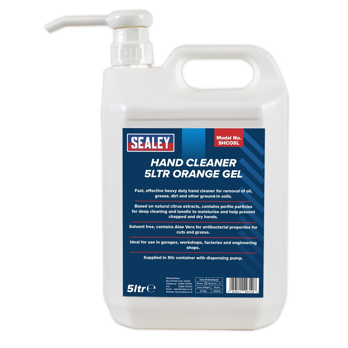 Sealey Orange Gel Hand Cleaner 5L - Image 2