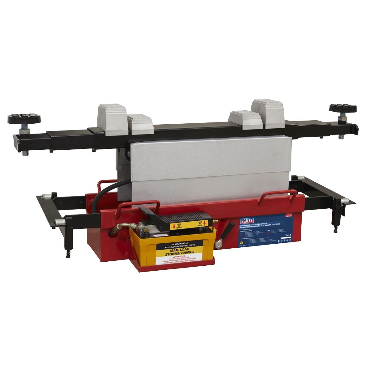 Sealey Air Jacking Beam 2 Tonne with Arm Extenders & Flat Roller Supports - Image 1