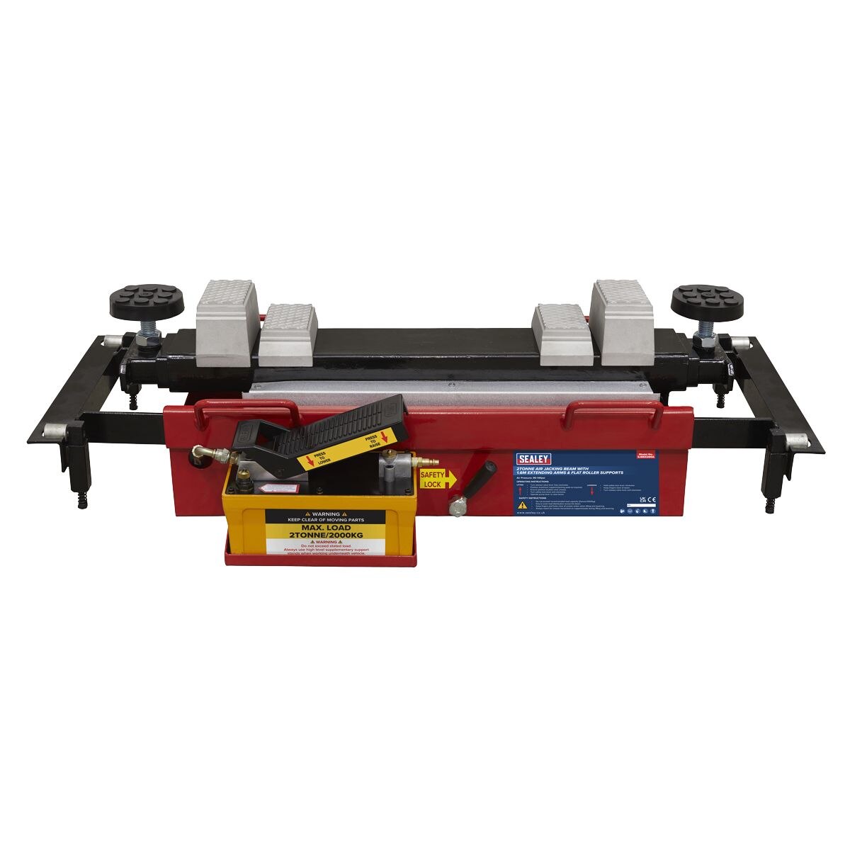 Sealey Air Jacking Beam 2 Tonne with Arm Extenders & Flat Roller Supports - Image 4