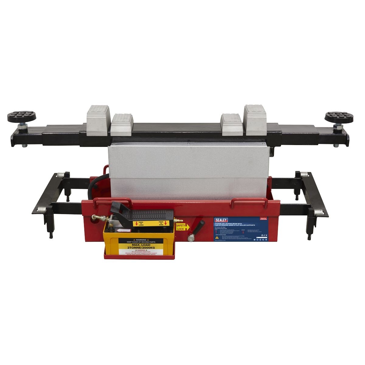 Sealey Air Jacking Beam 2 Tonne with Arm Extenders & Flat Roller Supports - Image 6