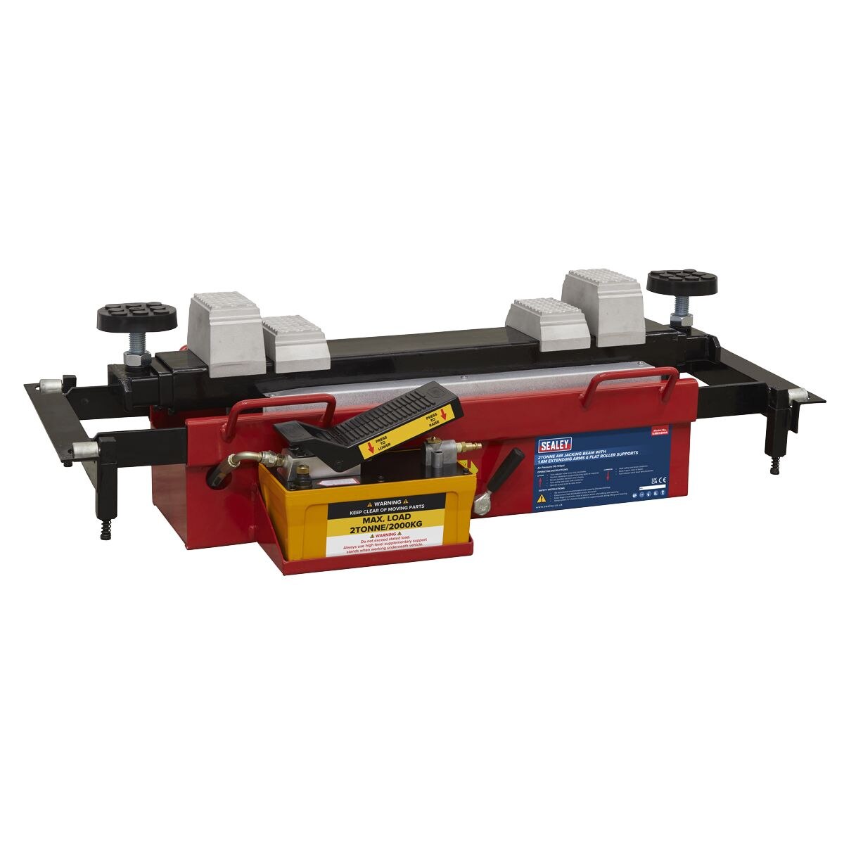 Sealey Air Jacking Beam 2 Tonne with Arm Extenders & Flat Roller Supports - Image 8