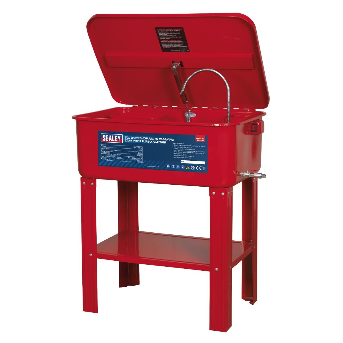 Sealey Workshop Parts Washer with Turbo Feature 50L - Image 6