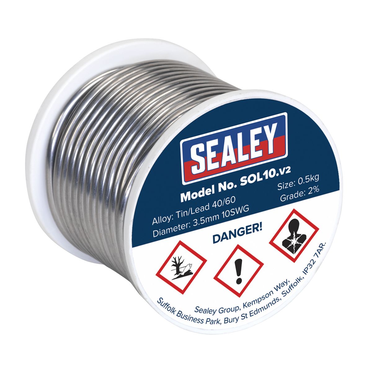 Sealey Quick Flow Solder Wire 3.25mm/10SWG 0.5kg Reel - SOL10