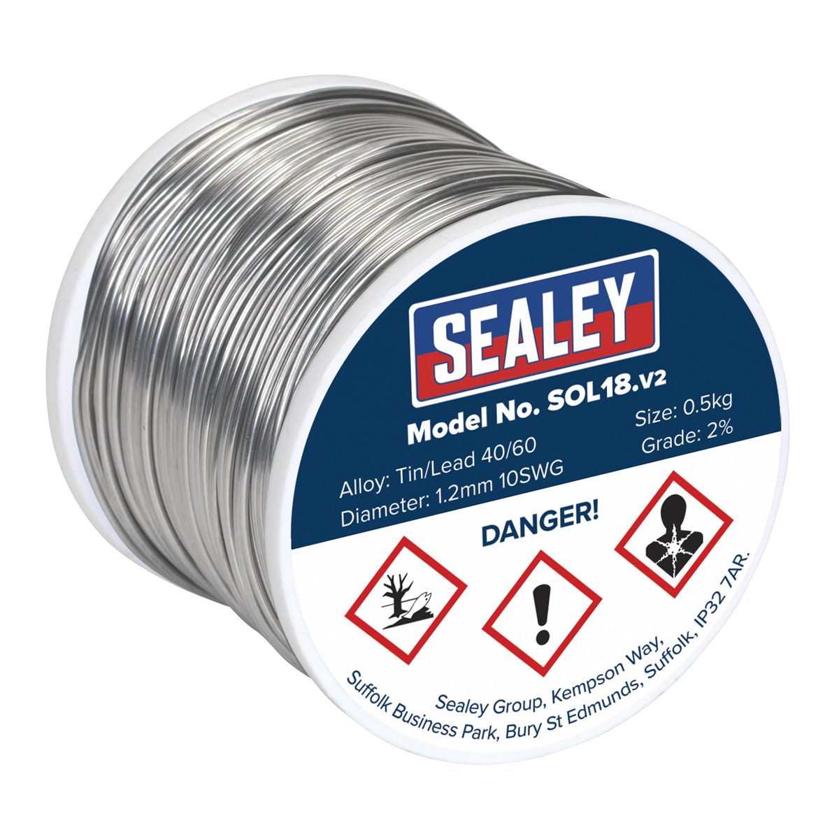 Sealey Quick Flow Solder Wire 1.2mm/18SWG 0.5kg Reel - SOL18