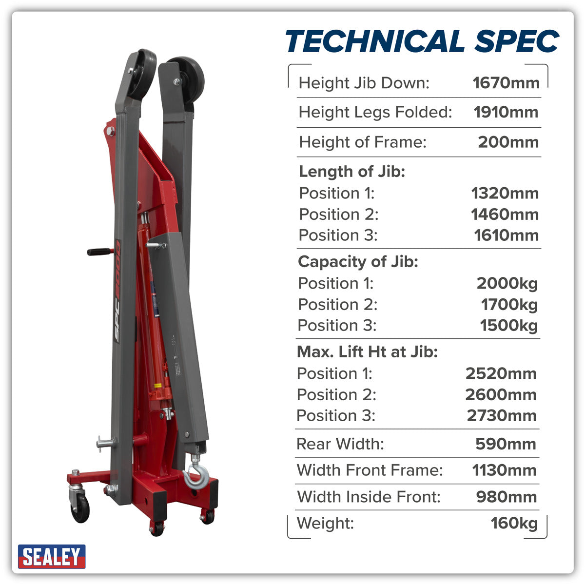 Premier Folding Engine Crane 2 Tonne SPC2000