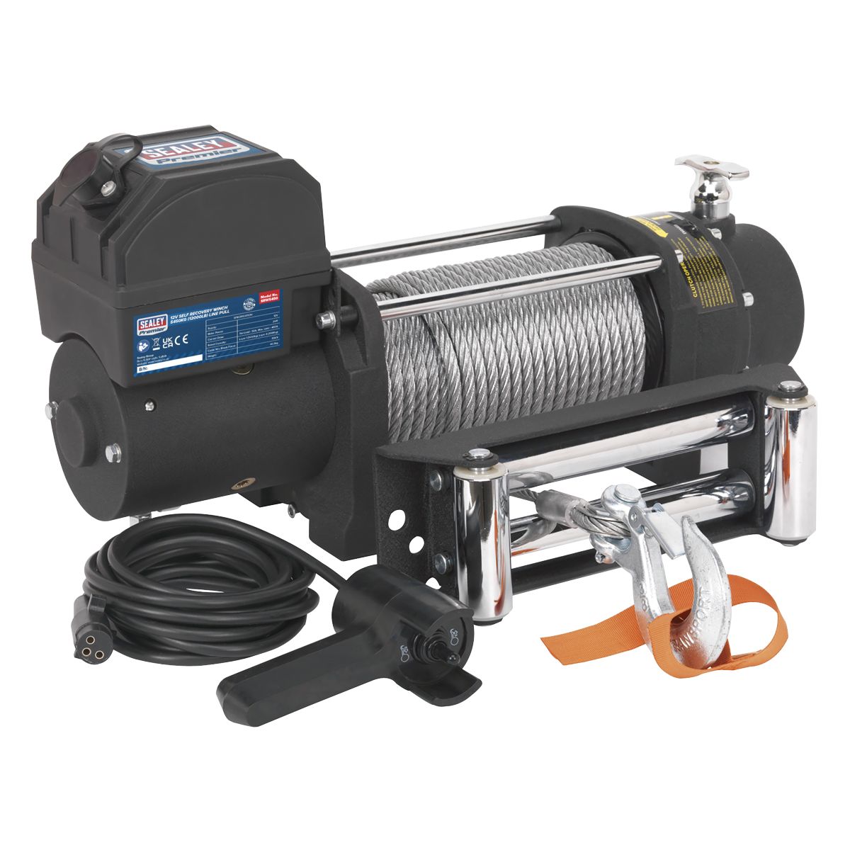 Sealey Self-Recovery Winch 5450kg (12000lb) Line Pull 12V - SRW5450