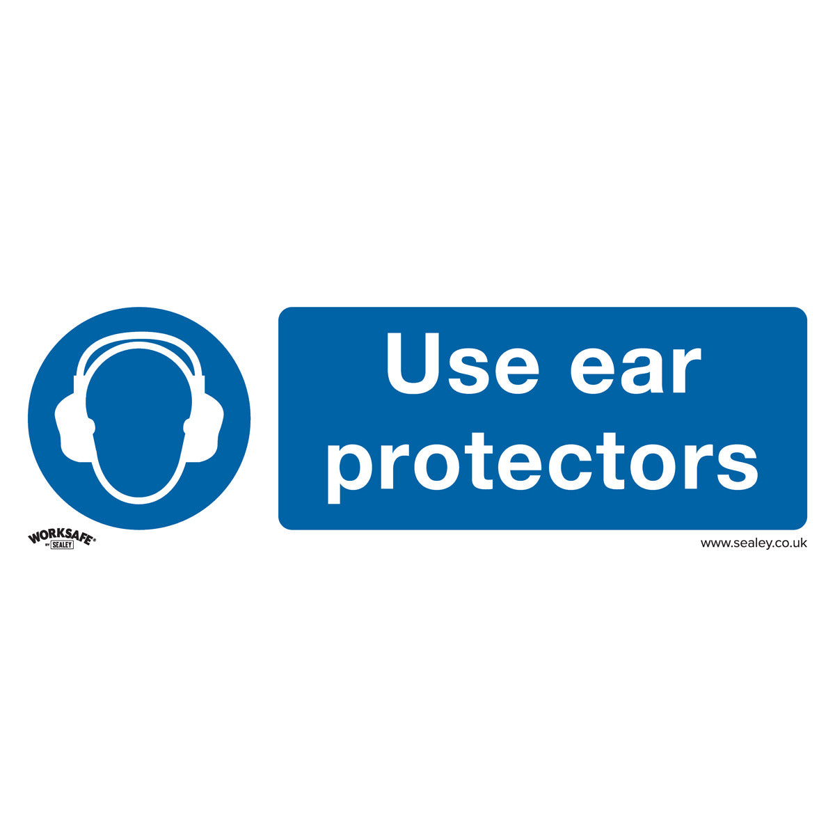 Worksafe Use Ear Protectors Safety Sign, Rigid Plastic - Pack of 10 SS10P10