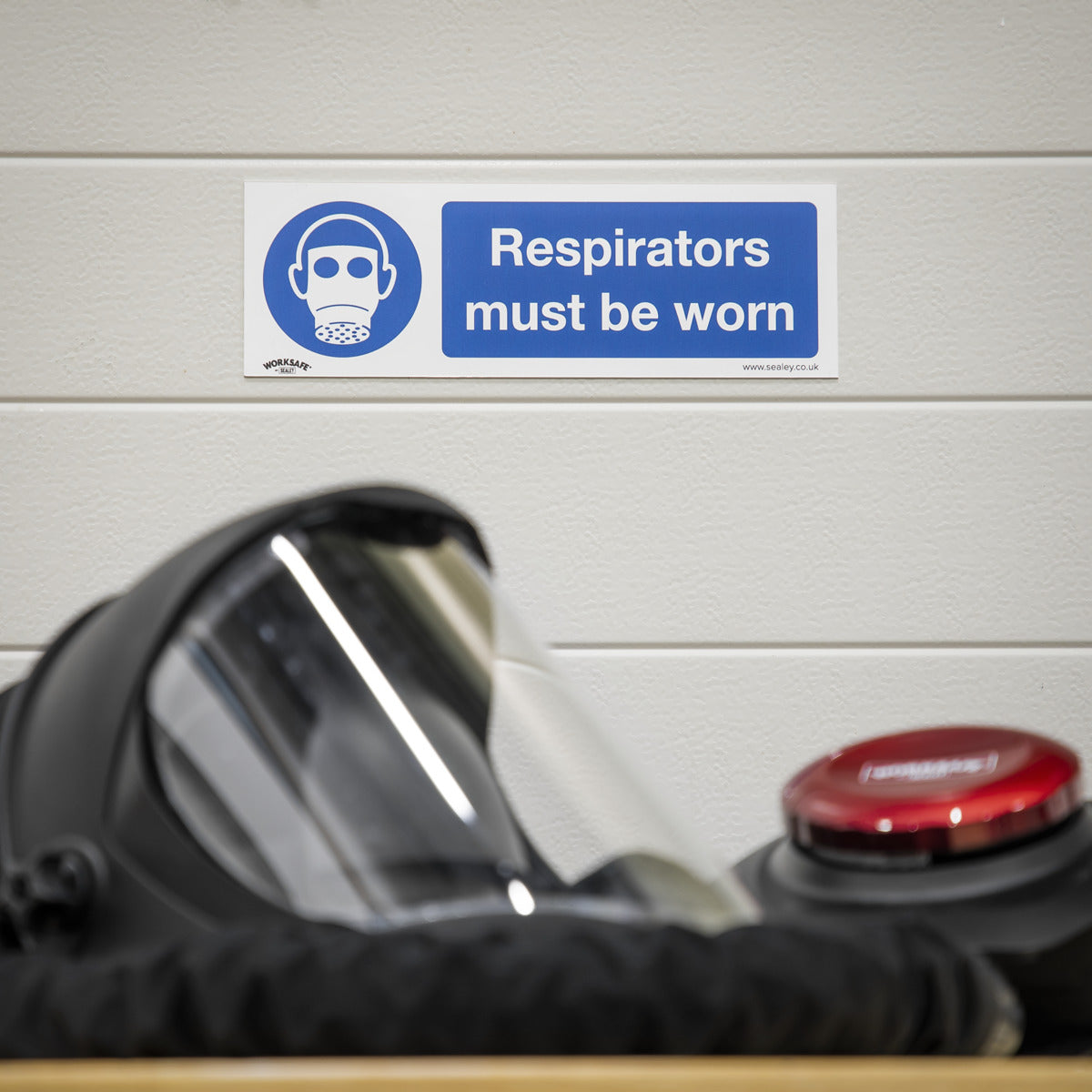 Worksafe Respirators Must Be Worn Safety Sign, Rigid Plastic - Pack of 10 SS56P10