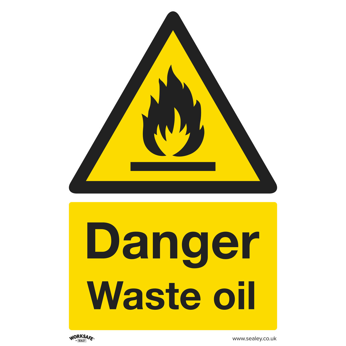Worksafe Danger Waste Oil Safety Sign, Rigid Plastic - Pack of 10 SS60P10