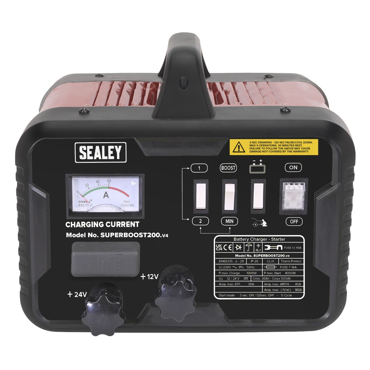 Sealey 12/24V Starter/Charger 200/45A 230V - Image 2