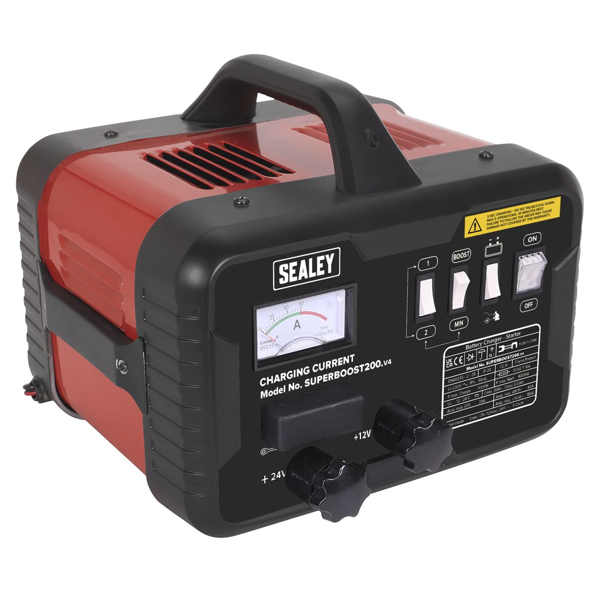 Sealey 12/24V Starter/Charger 200/45A 230V - Image 3