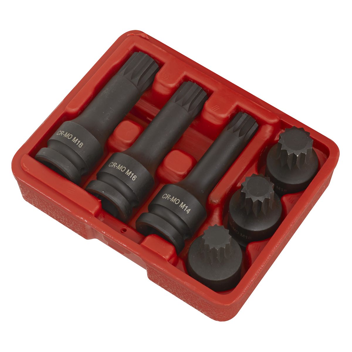 Sealey Impact Spline Socket Bit Set 1/2"Sq Drive 6pc - Image 5