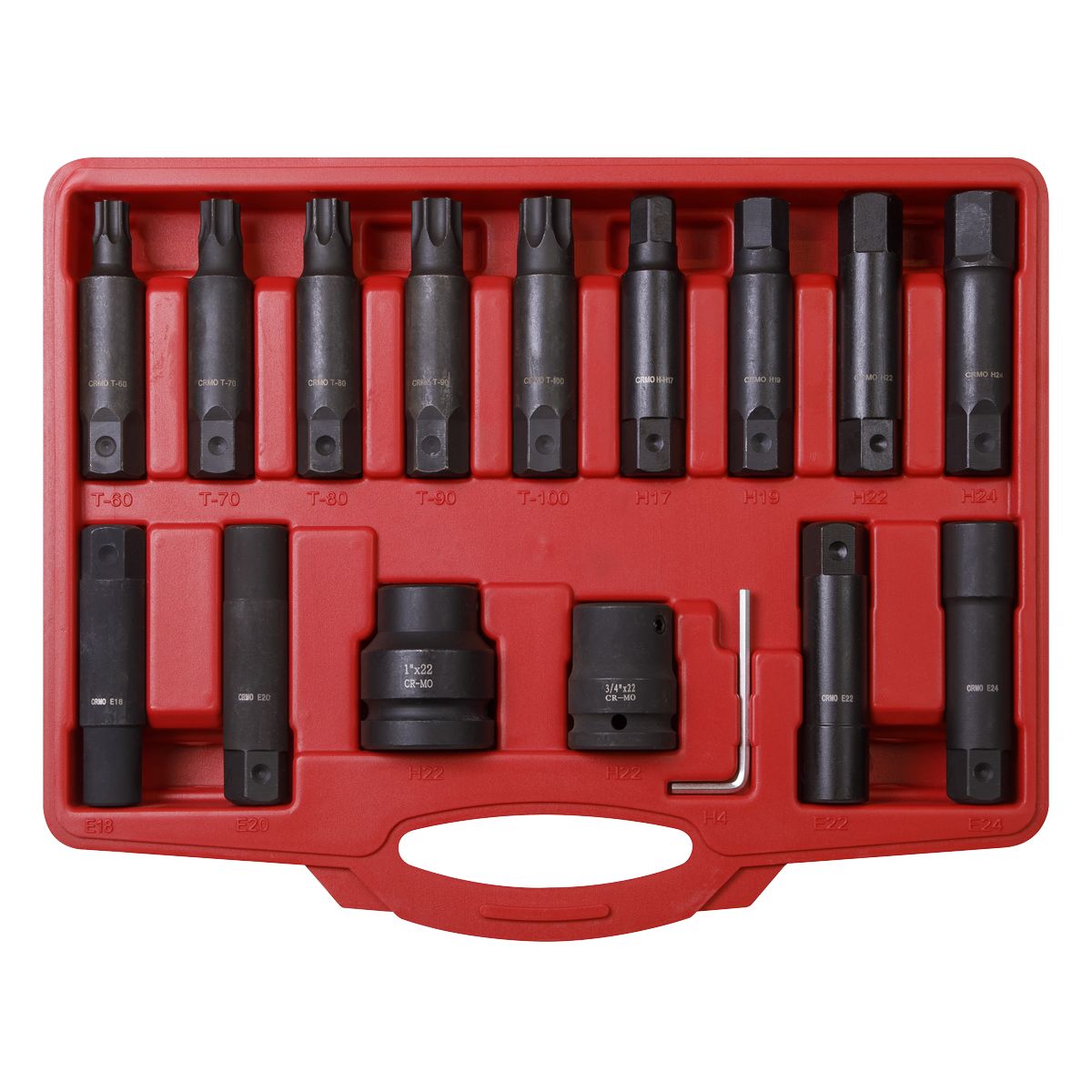 Sealey Impact Hex, TRX-Star* & TRX-Star* Female Socket Bit Set 3/4" & 1"Sq Drive 16pc - Image 3