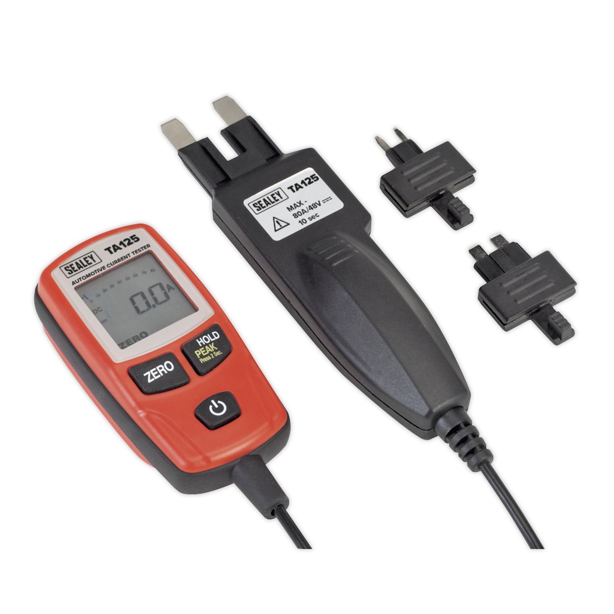 Sealey Automotive Current Tester Mini, Standard & Maxi Blade Fuses 80A - Image 1