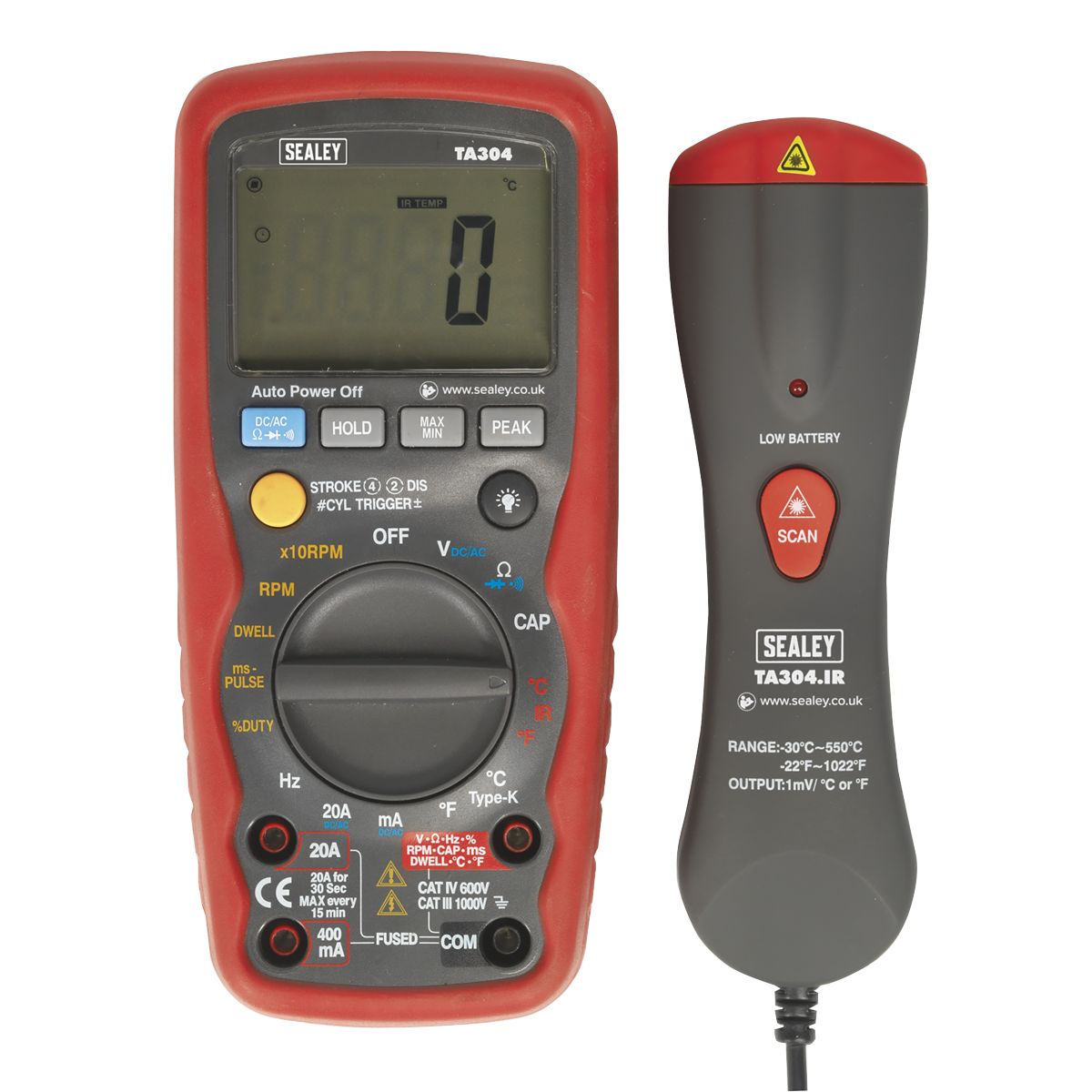 Sealey 15-Function Digital Automotive Analyser with Inductive Coupler/Infrared Temperature Probe - Image 4