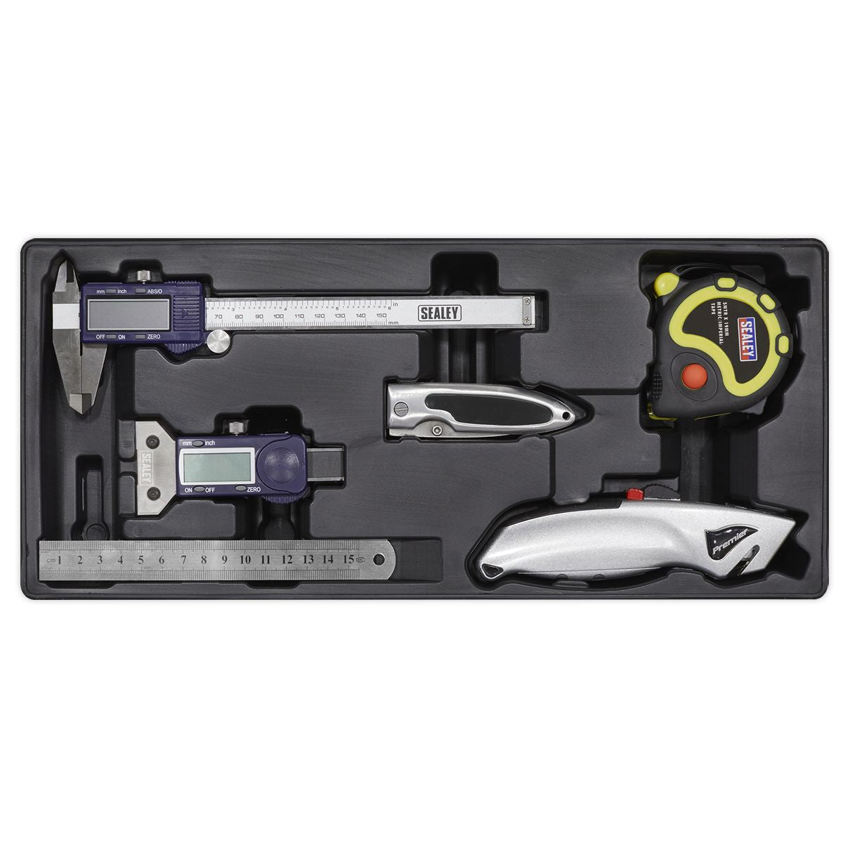 Sealey Premier Measuring & Cutting Set with Tool Tray 6pc - Image 1